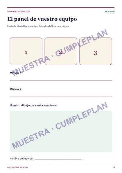 Material de la aventura · muestra con marca de agua