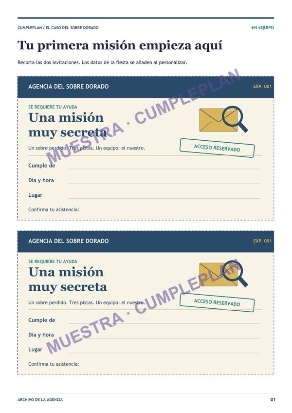 Invitación de muestra con marca de agua de Cumpleplan