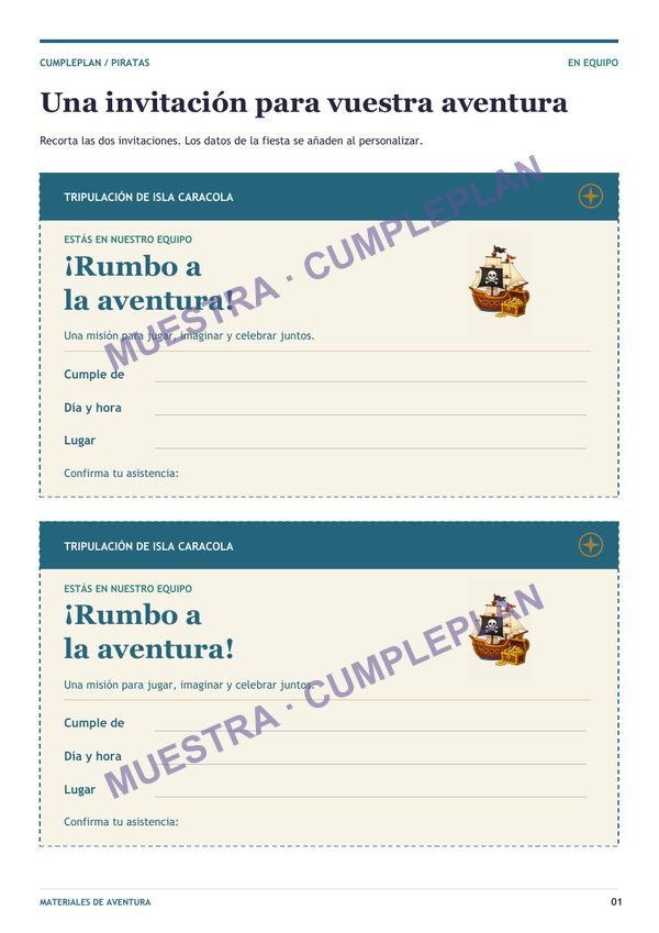 Invitación de muestra con marca de agua de Cumpleplan