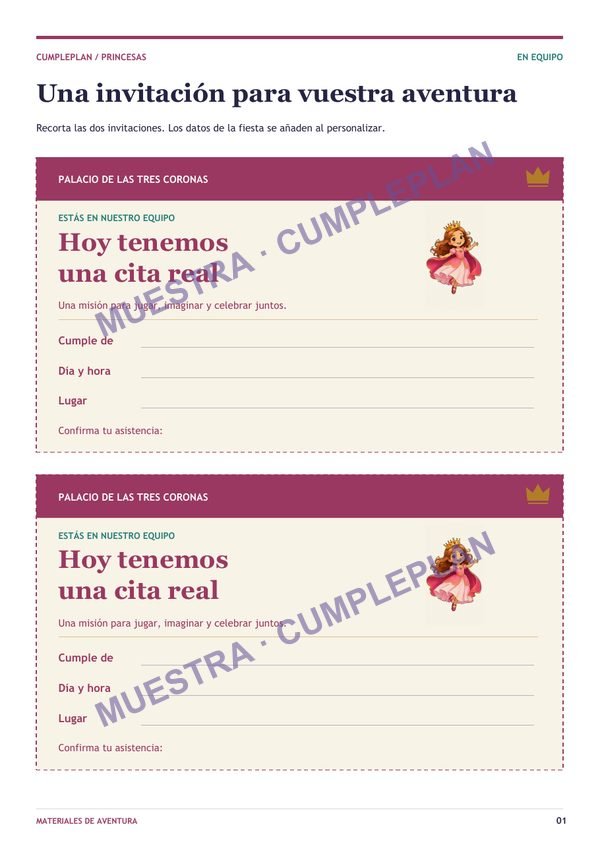 Invitación de muestra con marca de agua de Cumpleplan